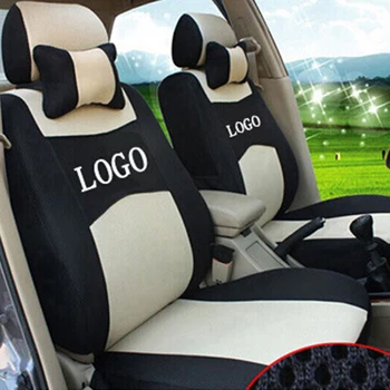 

grey/red/blue 3 color Embroidery logo Car Seat Cover Front&Rear complete 5 Seat For Mitsubishi Lancer Galant EVO FORTIS