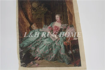 

Free Shipping 100% 68X86CM Gobelin Tapestry Needlepoint 10+20K Needlepoint Woolen Tapestry Madame de Pompadour