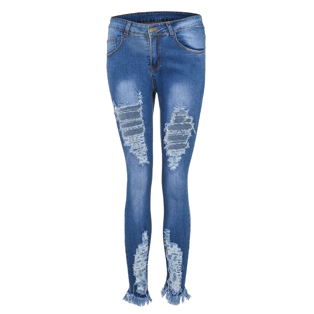 JAYCOSIN JESNS брюки модные женские джинсы джинсовые женские с дырками Высокая талия стрейч тонкие сексуальные узкие брюки карандаш Длина Плюс Размер 9419