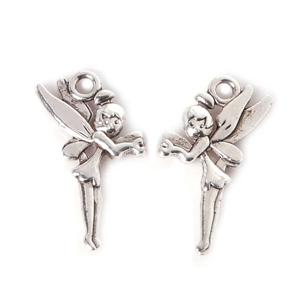 

2017 Wholesale 100pcs Winging Angle Fairy 11*25mm Fitting Kids Girls Love Gifts DIY Jewelry Bracelet Charm Pendant