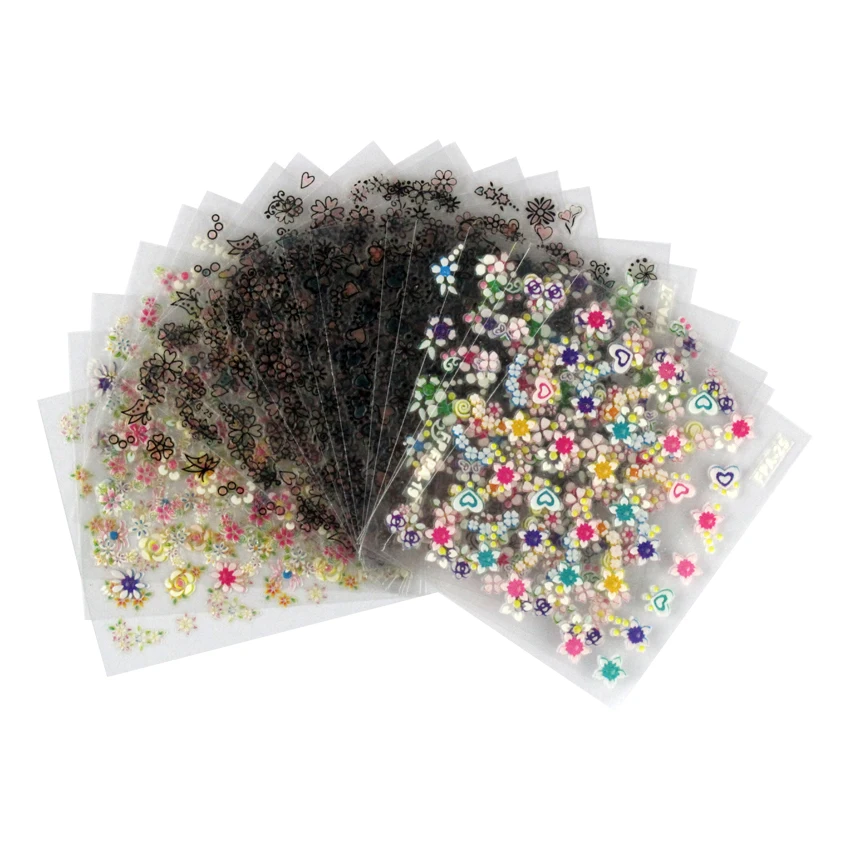 

Tignish 20Sheets/Pack 3D Nail Art Stickers Decal Mix Different Random Color Flower Nail Art Tips Manicure Accessories DIY Tools