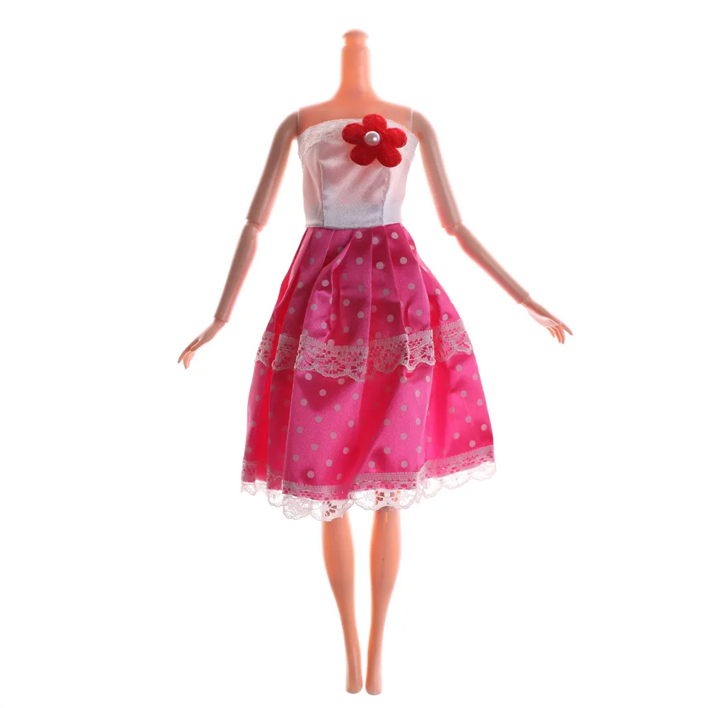 

One Piece Pink Flower Doll Dress For Dolls Dress Clothes For Dollhouse Princess Dresses DIY 1/6 Doll Accessories