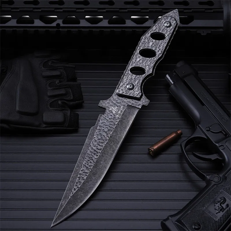 Outdoor self-defense field high hardness saber wilderness survival fruit knife small straight knife folding knife engraving