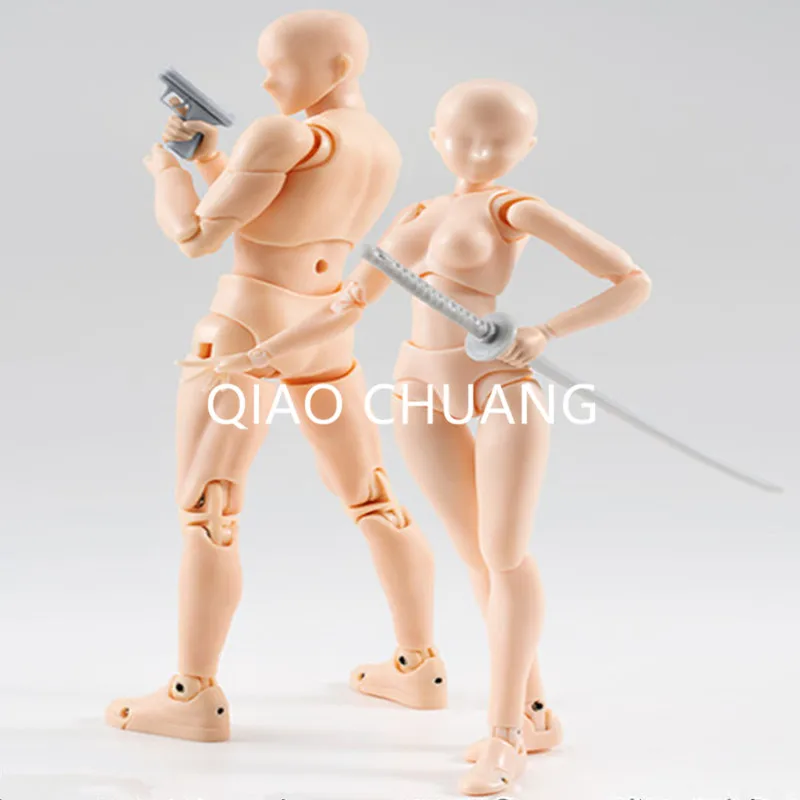 

Creative Men And Women Human Skin color Belt Grey Weapon Movable BODY PVC Action Figure Collection Model Toy G118