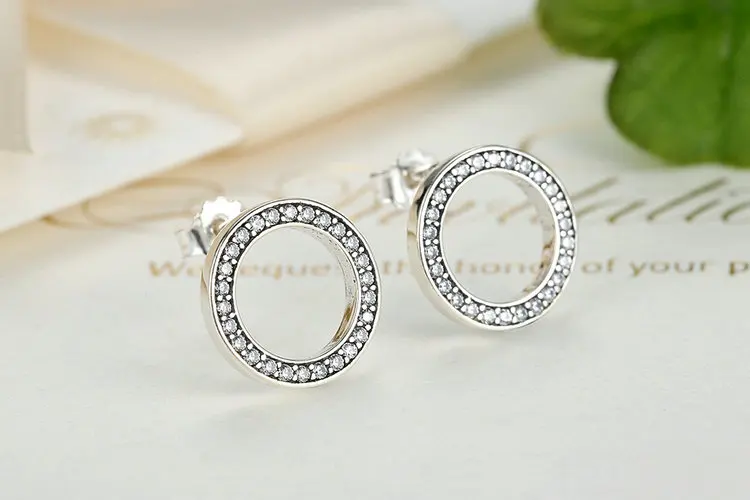 jewelry stores WOSTU Forever Circle Stud Earrings 100% 925 Sterling Silver Original Drop Shape Hoop Earrings For Women Lady Fine Jewelry Gift bracelet for men