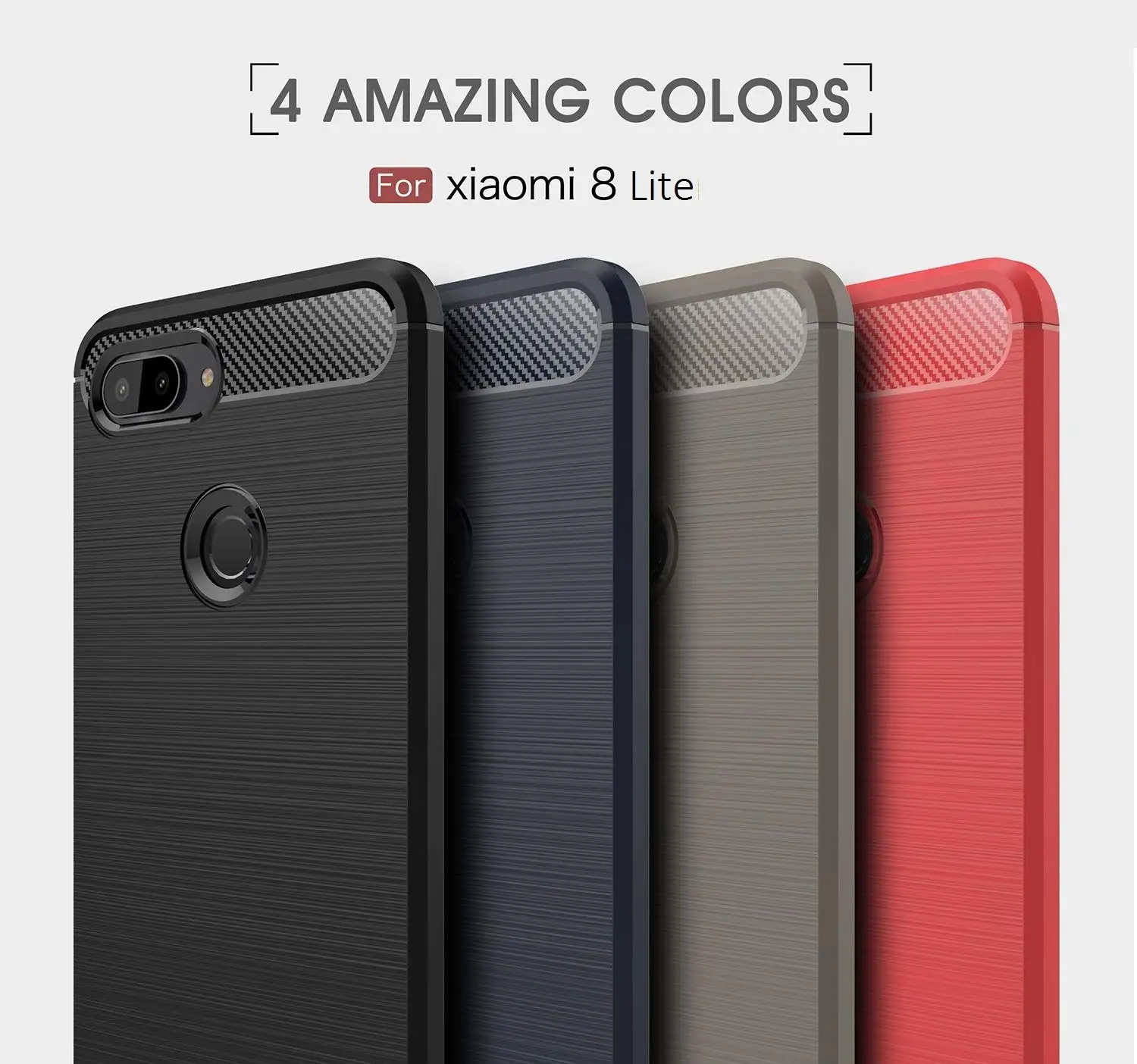 

Conelz For Xiaomi Mi 8 Lite Case Mi 8 Case Shockproof Case Cover Wiredrawing Brushed Carbon Fiber TPU Cover Protective Shell