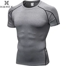 Для мужчин сжатия летние кроссовки рубашки высокие эластичные быстросохнущая Training Фитнес футболки баскетбол Футбол с короткими рукавами рубашки