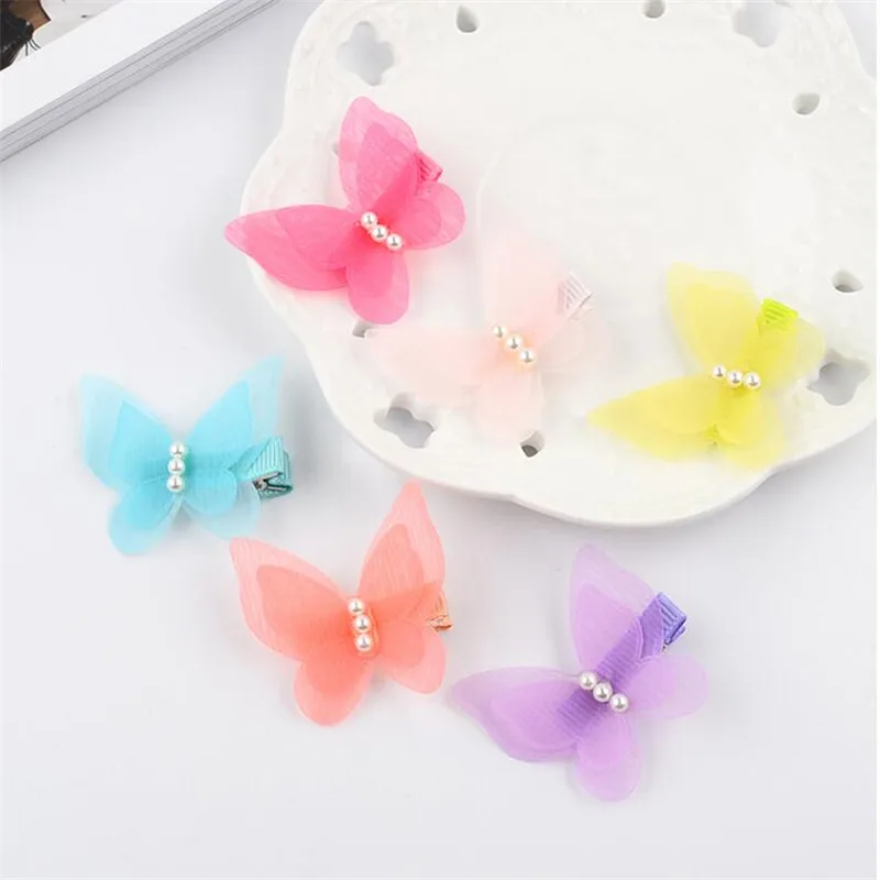 

4Pcs/Lot Girls Hair Accessories Cute Butterfly Hairpin Chiffon Hairpins Kids Barrette Flower Clip Bow Pearl Hairgrip Hairclip