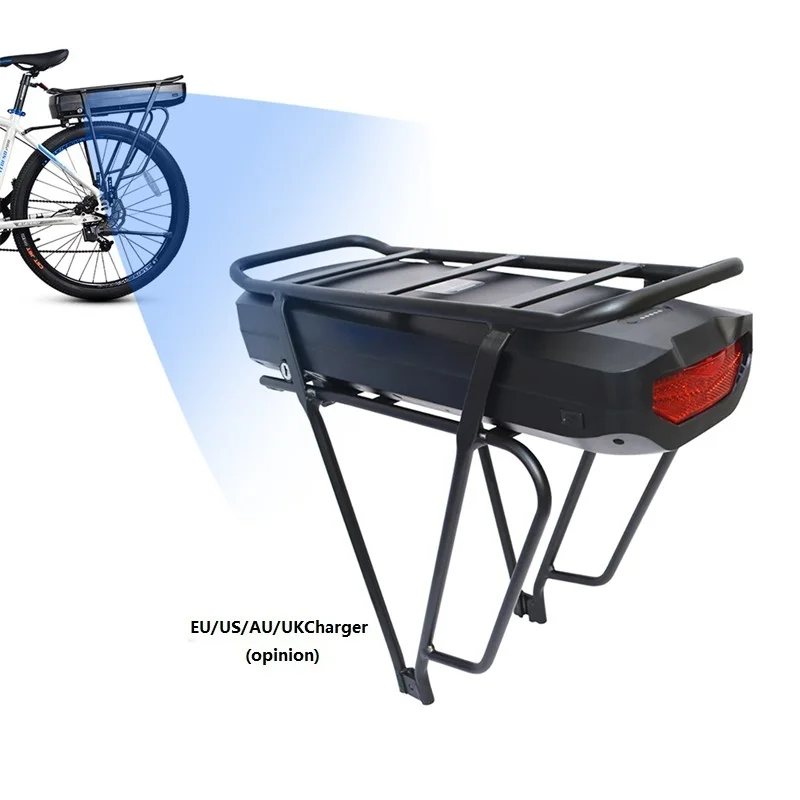 Excellent Electric Bicycle 48V17.5Ah Rear Rack Battery for Bafang BBS01 02 Big Capacity EBike Cell Luggage Rack US/EU/AU/UK E Bike Charger 0