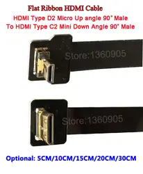 5/10/15/20/30 см ультра тонкий HDMI плоский Провода до 90 градусов мини C2 к D2 Micro Подпушка углом 90 градусов гибкий кабель FPV-системы