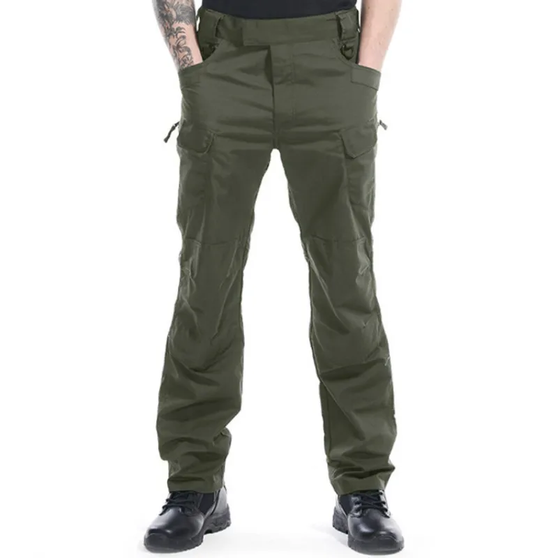 Мужские повседневные мужские брюки, тактические прямые комбинезоны со средней посадкой, брюки, специальные тонкие брюки - Цвет: Армейский зеленый