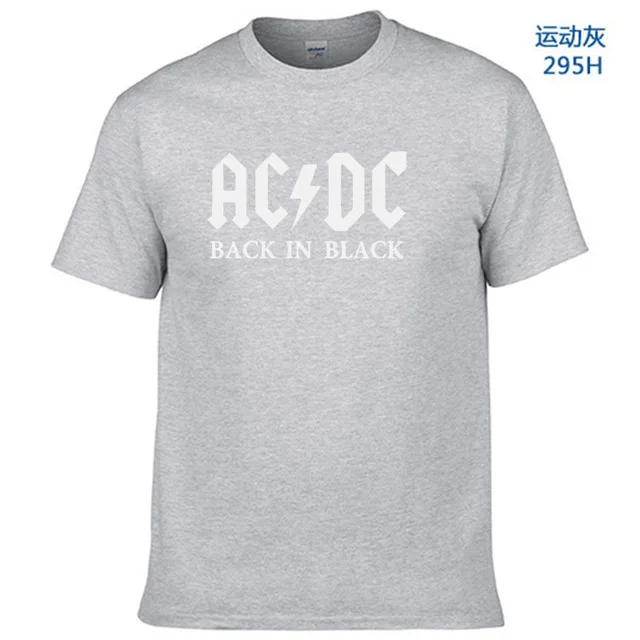 Новинка, Camisetas, AC/DC, рок-группа, футболка, мужская, ACDC, черная, с графическим принтом, футболки, повседневная, с круглым вырезом, хип-хоп, короткий рукав, хлопок, Топ - Цвет: Light Grey-W