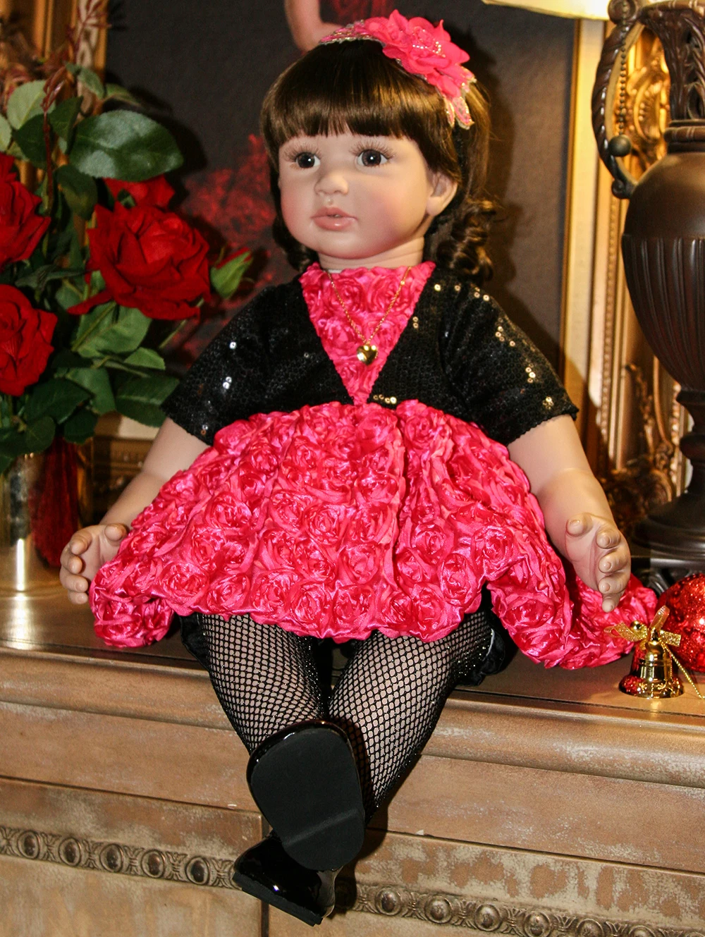 

Pursue 24"/60 cm Real Life Vinyl Silicone Reborn Toddler Princess Girl Baby Alive Doll Toys for Girls Christmas Birthday Gifts