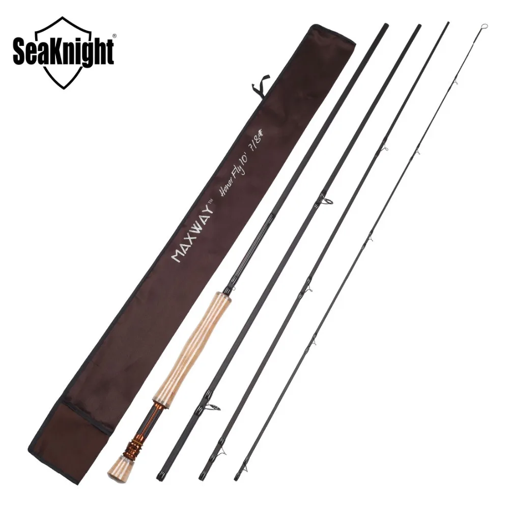 SeaKnight MAXWAY HONOR 7/8# Carbon 4 Sections Super Light 125g Fly Rod Soft Handle 3.0M Carbon Fiber Fast Action Fly Fishing Rod