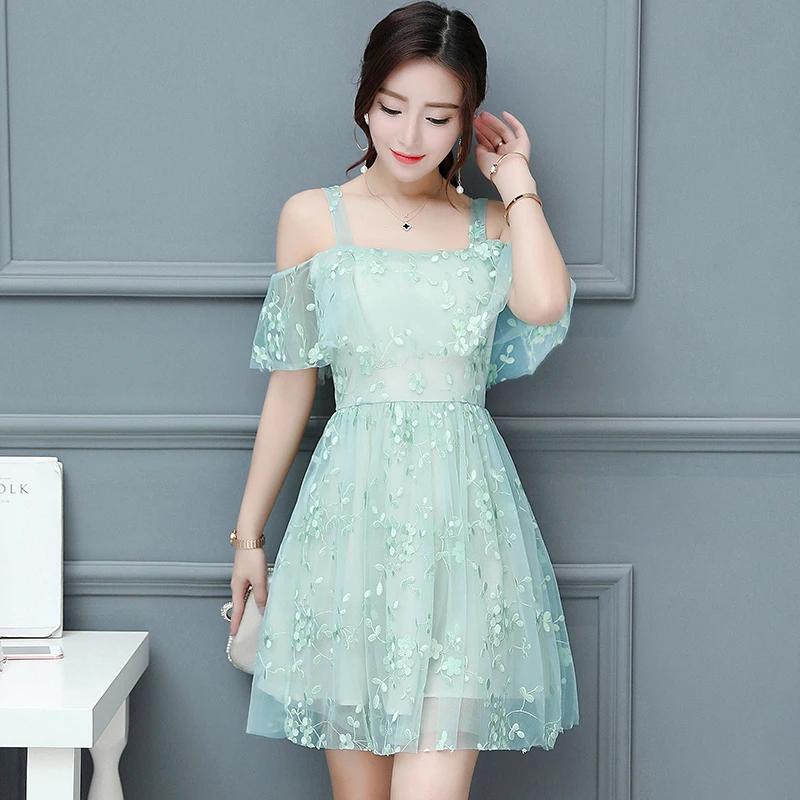 Tafforda Sexy Boate Strapless Vestido 2017 Verão Pequeno Fresco de Fadas Rendas Floral Vestido de Chiffon Feminino Verão Mulher Dresse