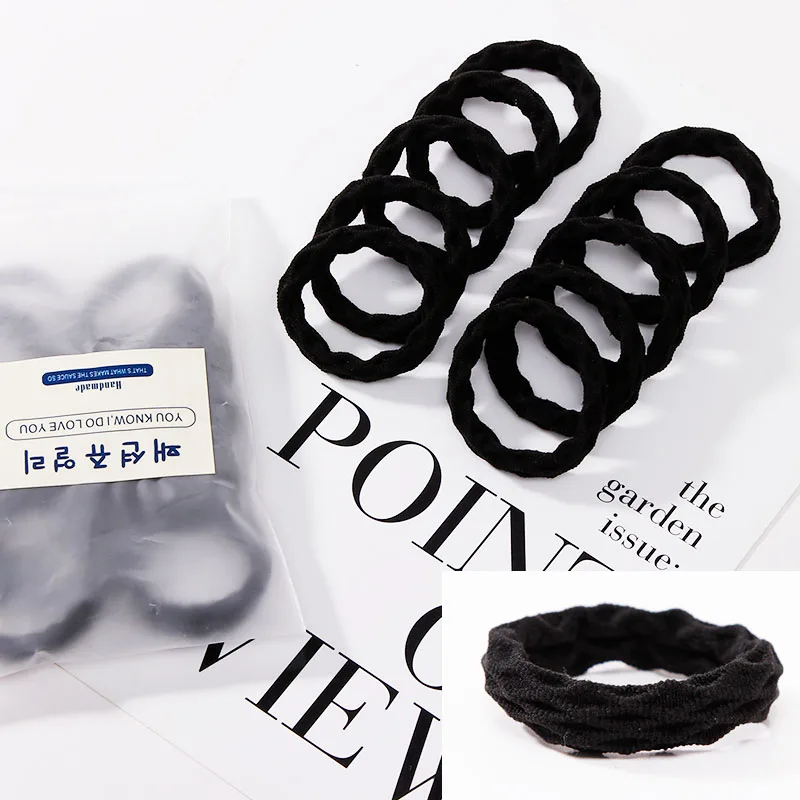 10pcs black 2 10pcs/Set New Women Basic Crude Elastic Hair Bands Ponytail Holder Scrunchie Headband Rubber Bands Fashion Hair Accessories - Цвет: 10pcs black 2