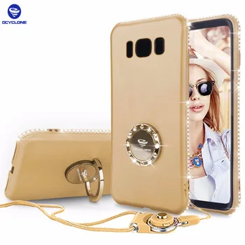 

For Samsung Galaxy S8 Ring Case Pink Soft fitted Galaxy S8 Plus Case Ring Bling Cover For Samsung S8 Case Diamond Glitter Gold