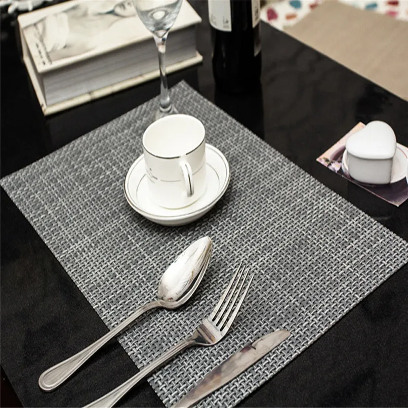 1pcs Vinyl Dining Table Place Mats Placemat Weave Woven Effect Modern