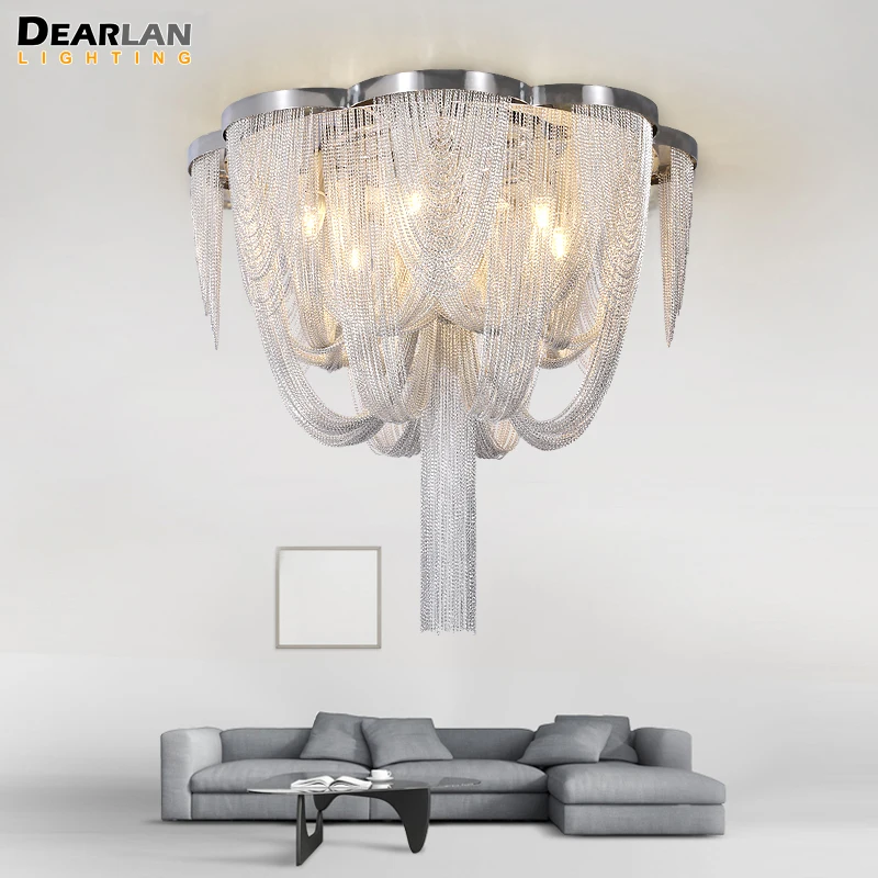 

Vintage Aluminum Chain Light Chandelier Lustres Lamp Post Chain Illumination Hanging Lighting for Living room Foyer MD86203