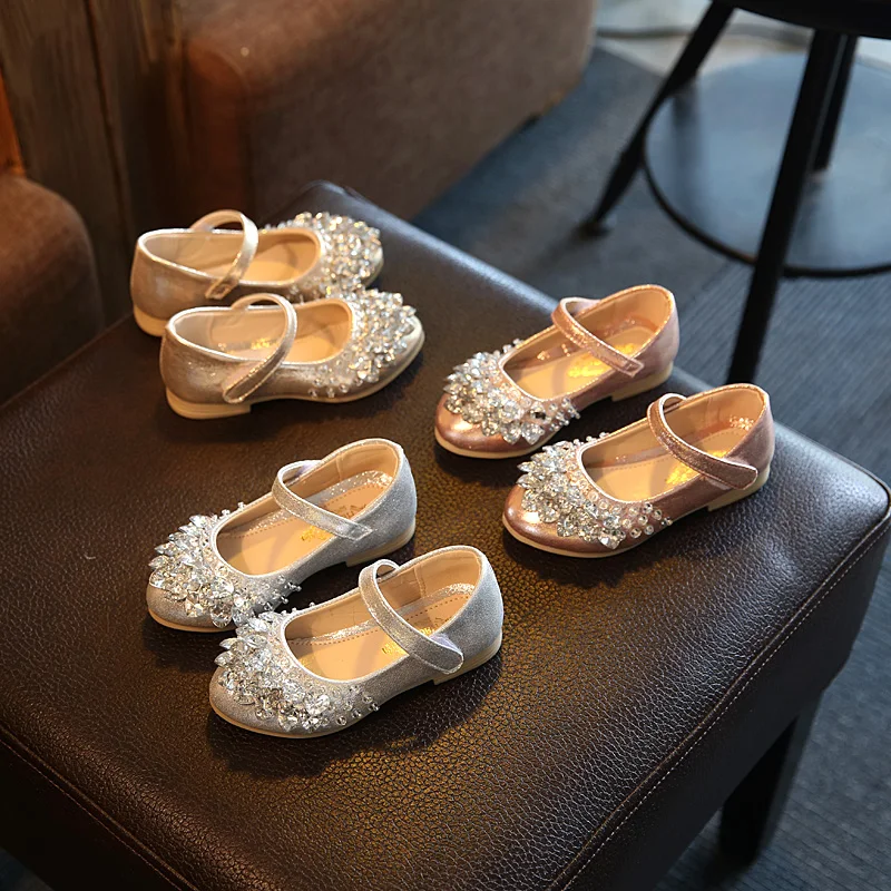 Женские кожаные туфли принцессы осенние детские мокасины спортивная обувь со стразами кроссовки сапоги