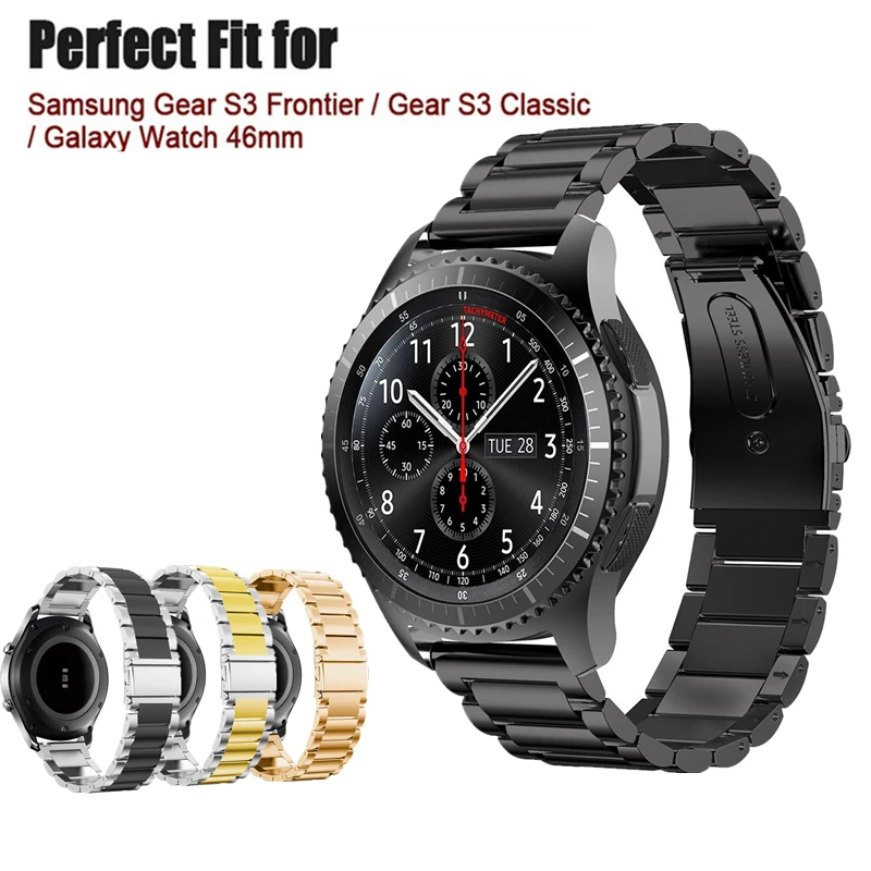 

For Gear S3 Frontier/ Galaxy Watch 46mm Band 22mm Stainless Steel Link Bracelet Strap for Samsung Gear S3 Classic Smart Watch