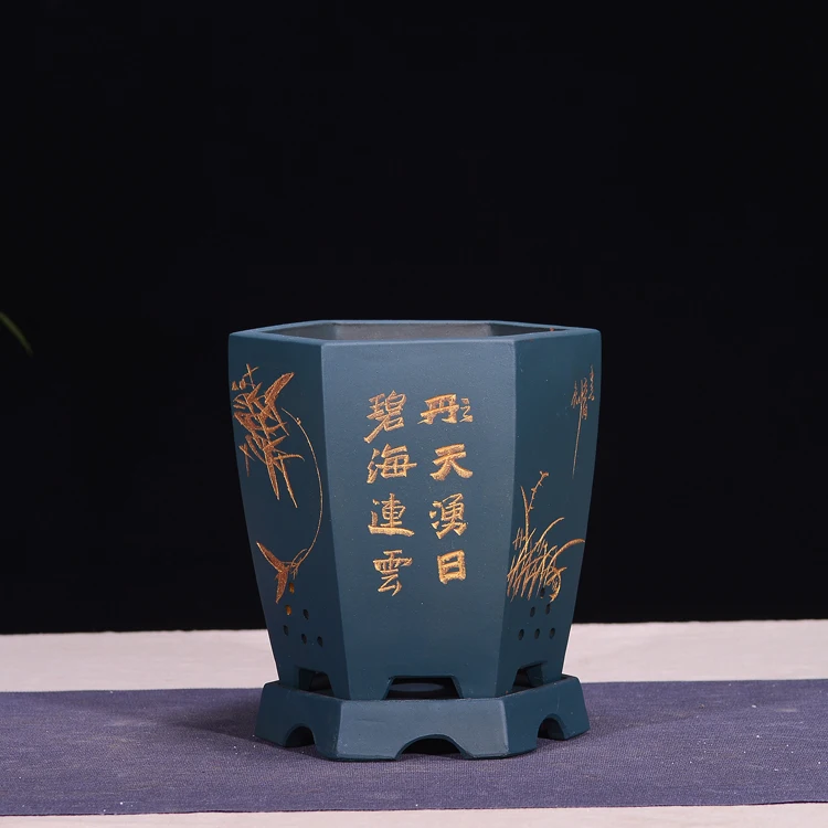Прекрасный Фиолетовый; песок горшок для дерева бонсай простой дышащий горшок с орхидеей Wenzhu Junzi Lan бонсай керамическая раковина горшок для рассады