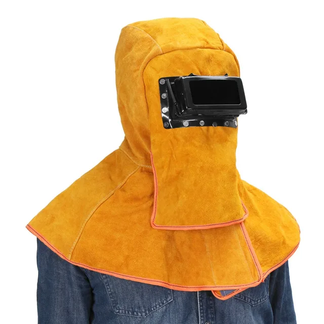 Solar Auto Darkening Welding Mask Leather Head-Mounted Shawl Protective Heat Insulation Anti-Spatter
