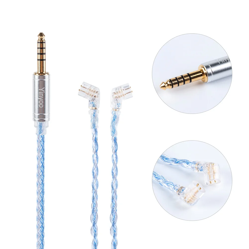 AK Yinyoo 16 Core Silver Plated Cable 2.5/3.5/4.4mm Balanced Earphone Upgrade Cable With MMCX/2Pin for ZS10 PRO AS16 ZSX C12 - Цвет: QDC 4.4