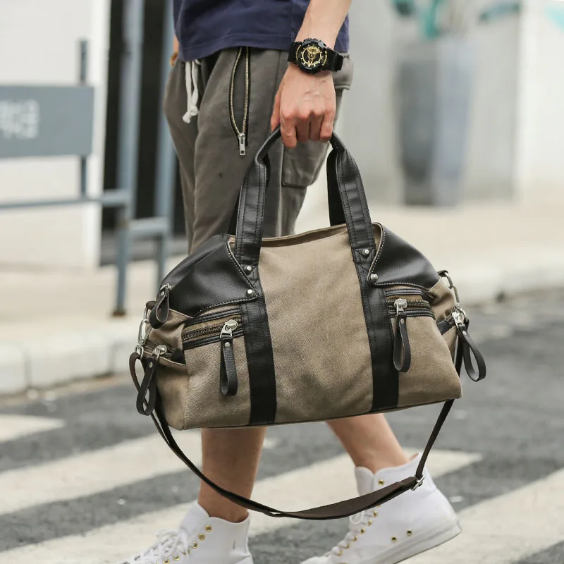 

Stylish and casual men's canvas bag for short-distance travel casual business large-capacity multi-function men shoulder bags