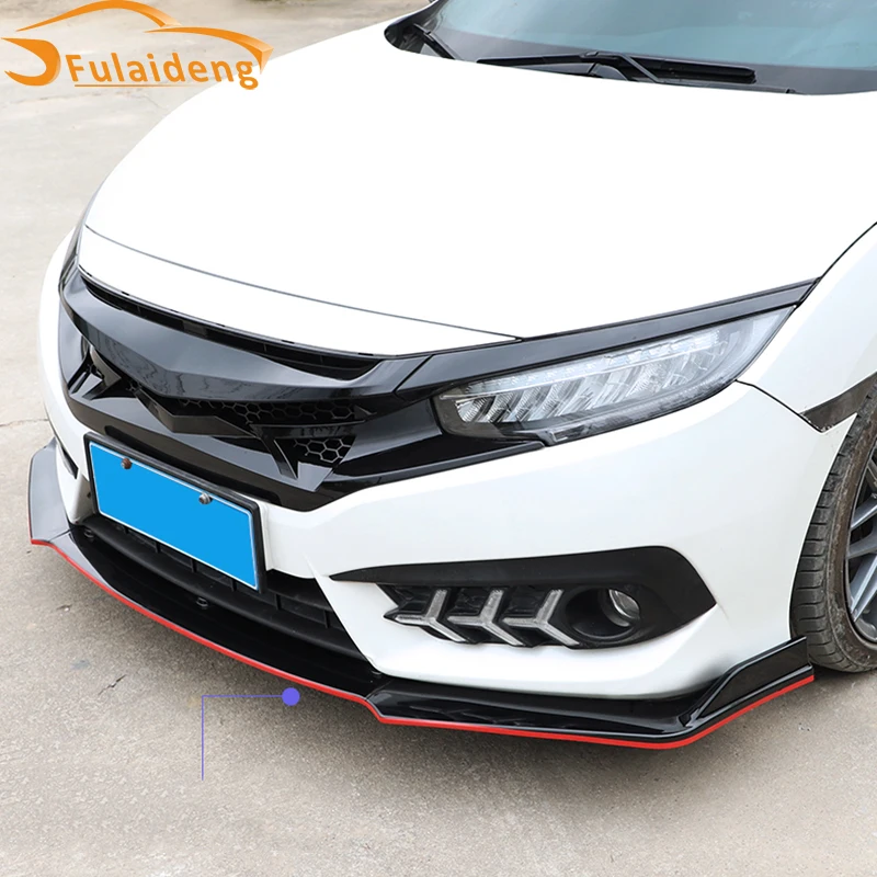 3 шт. для Honda Civic 4dr sedan- ABS углеродного волокна передний бампер спойлер для губ комплект обшивки подбородка