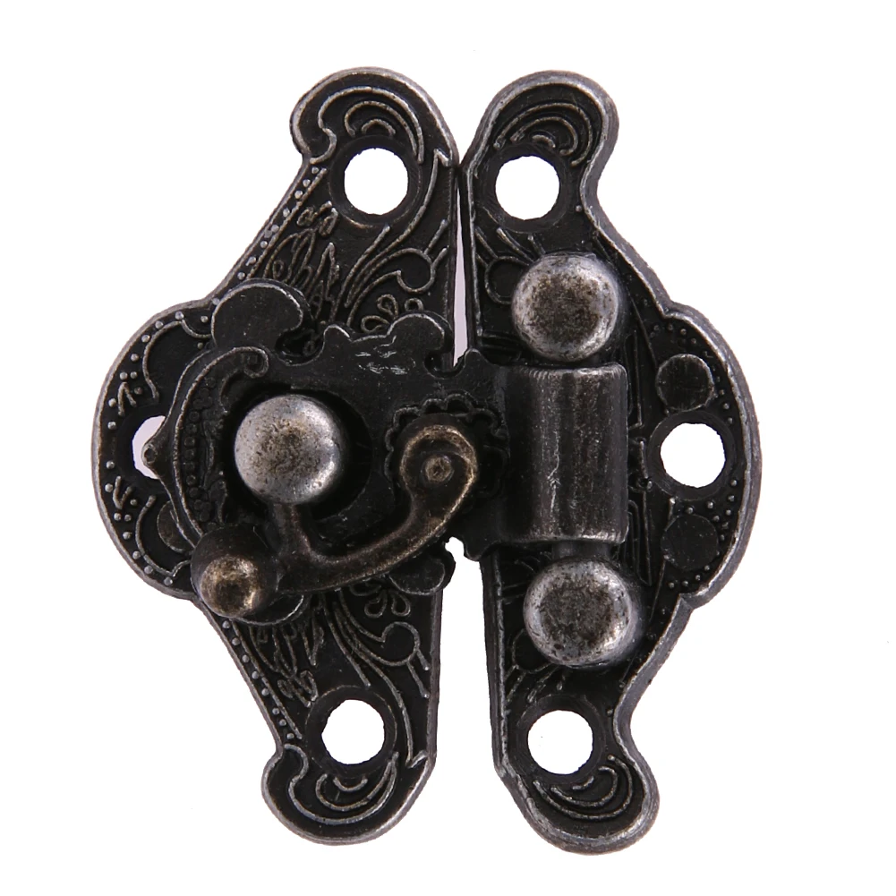 

5Set/Lot Antique Latches Catches Hasps Solid Clasp Buckles Small Lock For Wooden Box Hardware 25 X 23mm