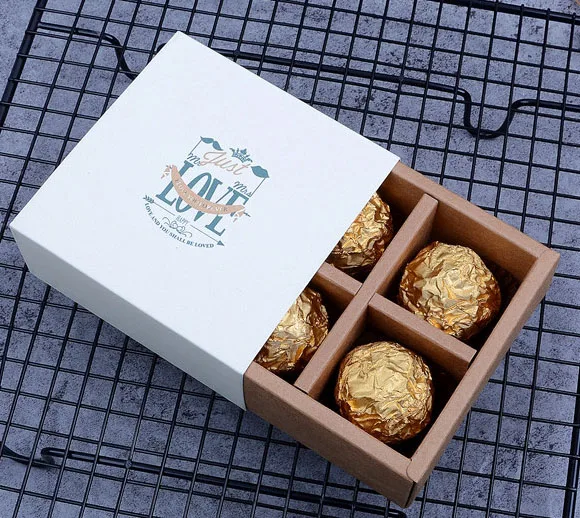 

Chocolate packing box 4PCS Handmade chocolate Boxes Valentine's day Gift box100pcs/Lot