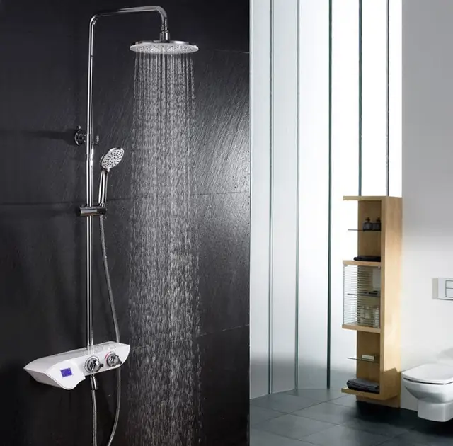 Digitale Thermostatische douche set wit badkamer bad mixer bad ... Digitale Thermostatische douche set wit badkamer bad mixer bad ...