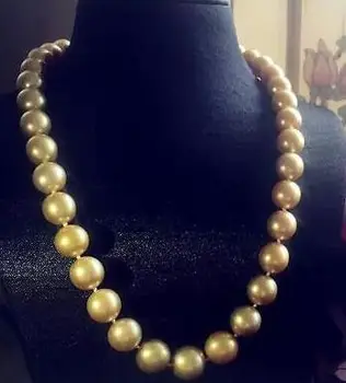 

Jew3118 12-14MM NATURA SOUTH SEA GENUINE GOLD PEARL NECKLACE