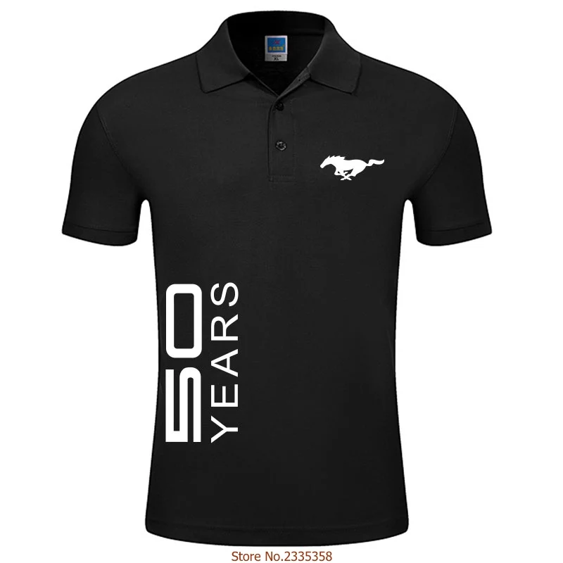 

2019 Fashion Clothing New Men Business & Casual Solid Mustang 50 YEARS Polo Shirt Short Sleeve Breathable Summer Chemise Polo