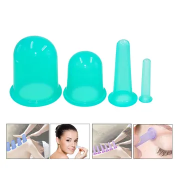 

4pcs Vacuum Silicone Neck Back Eyes Massage Anti-Cellulite Massager Suction Cup Treatment Body Cups Set For Face