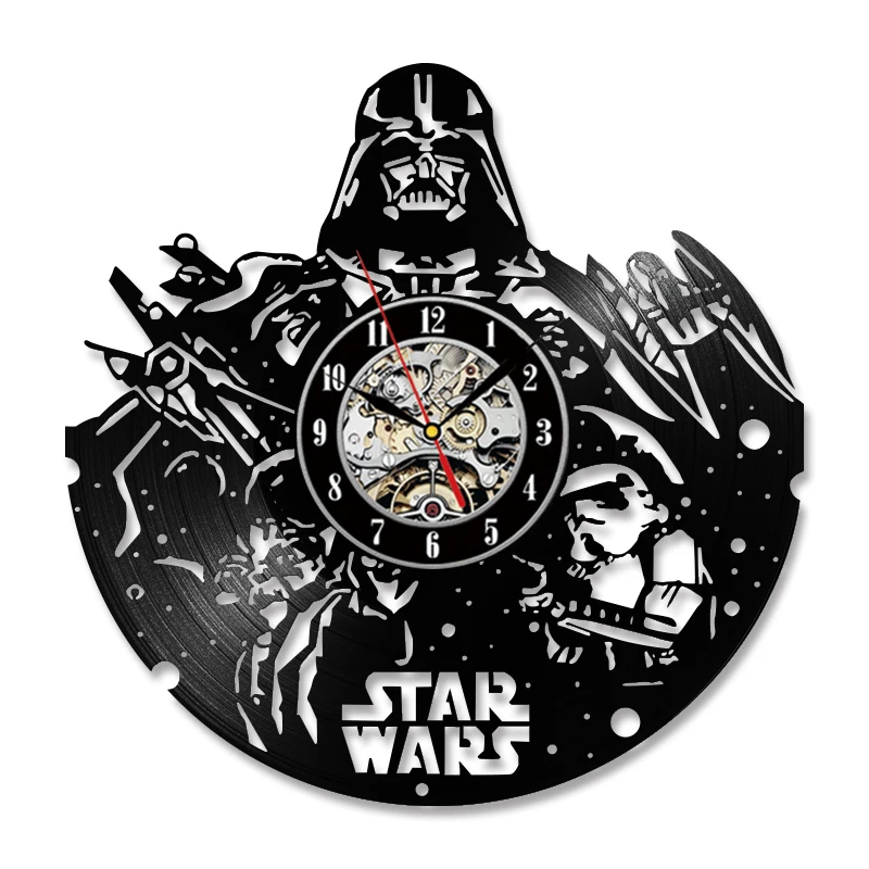 Najtaniej W antycznym stylu gwiezdne wojny płyta winylowa zegar ścienny kreatywny Vintage Home Decor zegar ścienny ręcznie wyciszony zegar led
