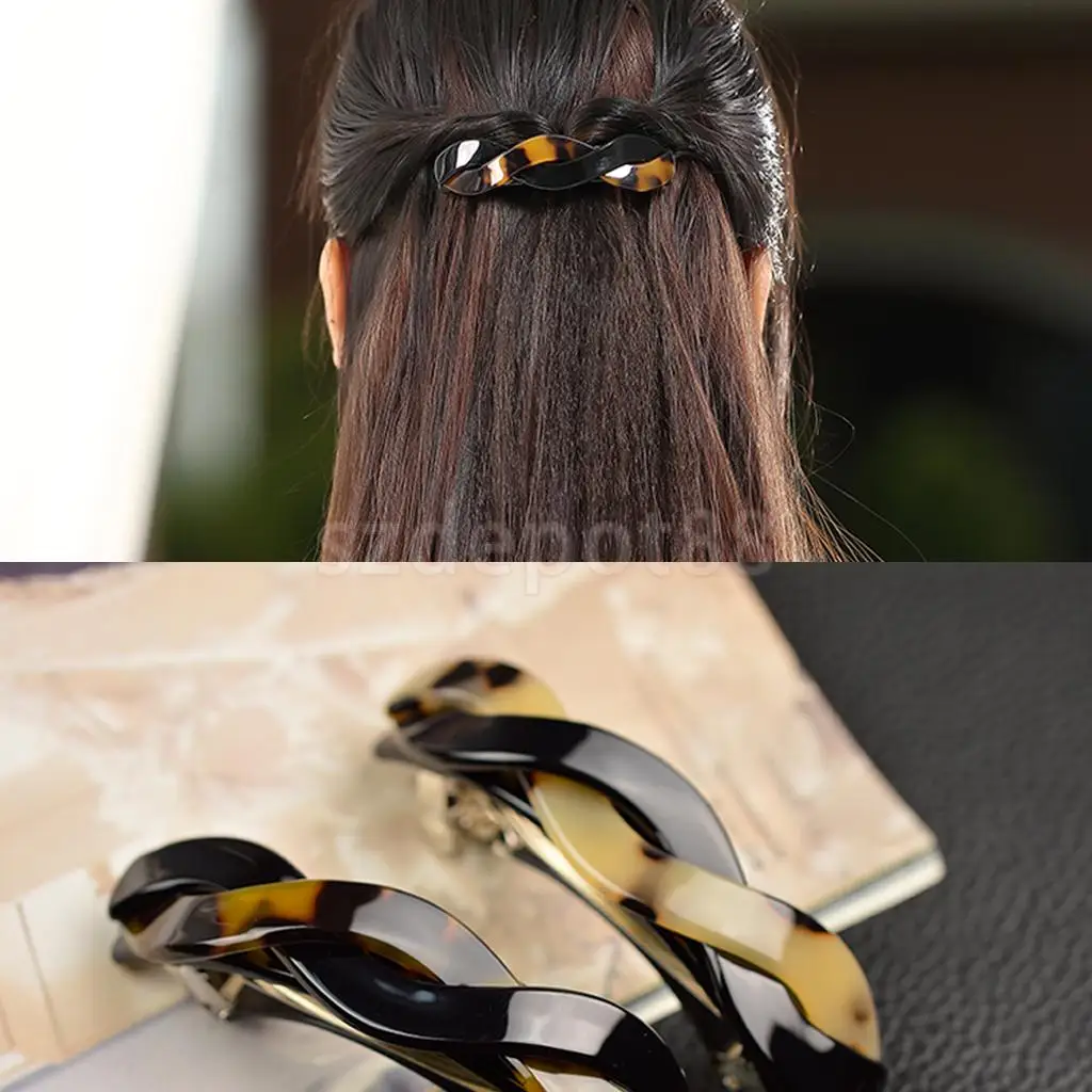 2Pcs Japanese Twist Spring Hair Clip Barrette Hairpin Clamp Ponytail Holder