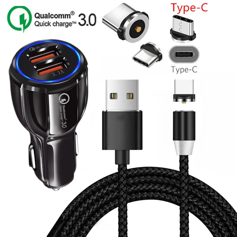 

QC 3.0 USB Fast Car charger magnetic Type C Cable For Samsung galaxy C9 S8 S9 S10 A50 Sony Xperia 10 XA1 Plus XA2 XZ3 L3 HTC U11