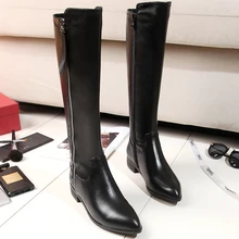 BTKSYXGS Women’s Sexy over the knee snow boots 100% Genuine leather Women thigh high flat long boots Woman winter shoes Ladies