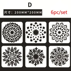 6 шт. 20 см Мандала трафареты для стен трафареты пули журнал пластиковый трафарет для скрапбукинга штамп тиснение шаблоны для рисования