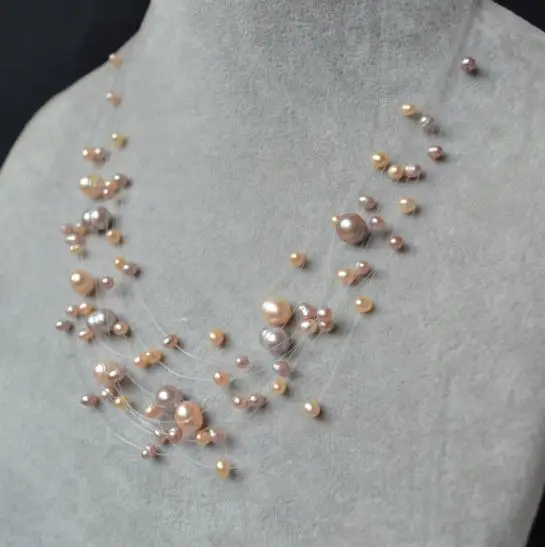 Illusion 30 Inch Pearl Necklace Multi Strand Bridesmaid Jewelry In