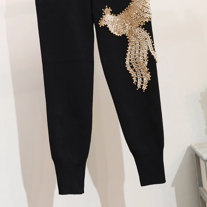 Модный популярный комплект из 2 предметов, повседневный комбинезон, женская одежда, одежда, Черные Серые вечерние комбинезоны с золотыми пайетками