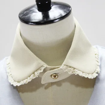 

Fashion Blouse detachable false White Petite round necktie Doll Fake fold collar neck Beige peter pan false removable collar