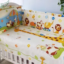 Промо-акция! 6 шт., детская кроватка, комплект из хлопка, Детский Комплект постельного белья(бампер+ простыня+ наволочка