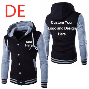 

DE 2019 Men's Printed Logo Hoodies High Quality Jackets Autumn Coats Male Hip Hop Padded Solid Color Baseball uniform MC Outwear