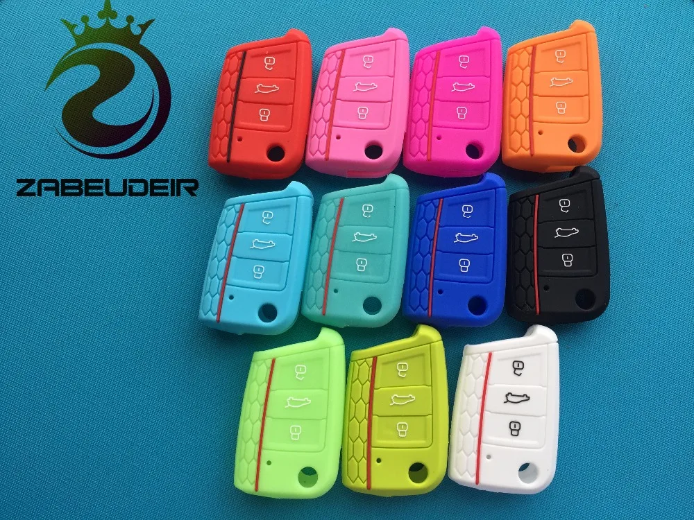

Pusakieyy 1pc SILICONE COVER FOR VW 2014 2015 2016 GOLF 7 MK7 3 BUTTON FLIP KEY FOB HULL OCTAVIA COMBI LEON IBIZA CUPTRA CASE
