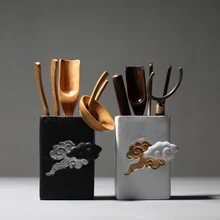 Японский стиль чайная церемония аксессуары Бамбук Винтаж кунг-фу чайные инструменты керамический чайный набор для путешествия ручной работы бамбуковая чайная ложка