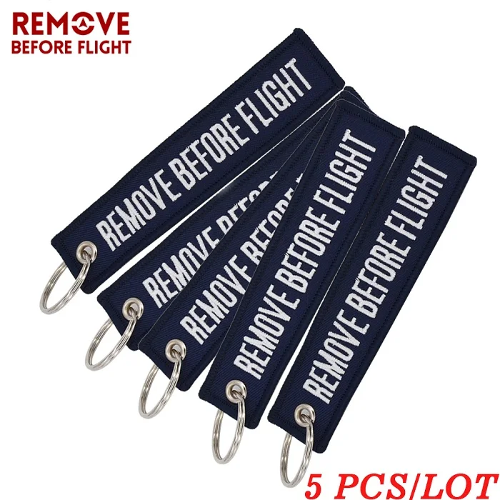 Remove Before Flight Chaveiro тег брелок с вышивкой брелок для ключей для авиации OEM Брелоки ювелирные украшения Чемодан бирка в виде брелка для ключей, 5 шт./лот - Цвет: Navy