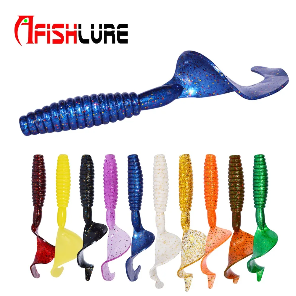 

Curly Tail Soft bait 12g 10.5cm Large twisted tail soft maggots Fatty Acids Artificial Fishing Lures Jigging Head Texas Rig